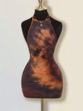 SHEIN ICON Halter Backless Tie-Dye Dress