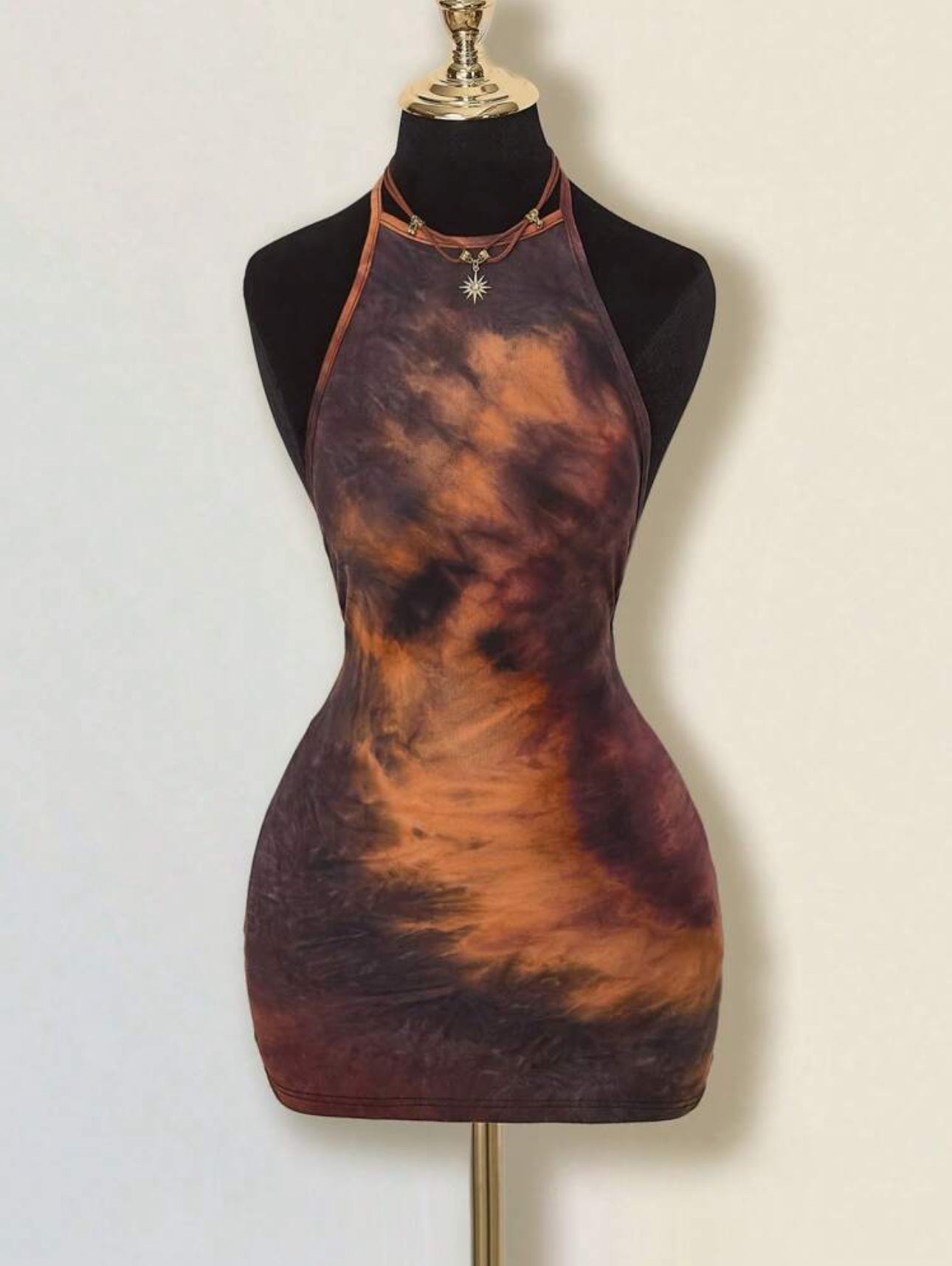 SHEIN ICON Halter Backless Tie-Dye Dress